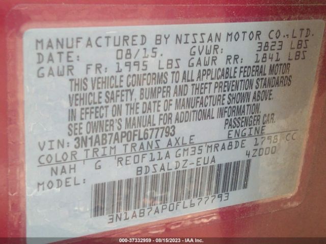 3N1AB7AP0FL677793 Nissan SENTRA SV