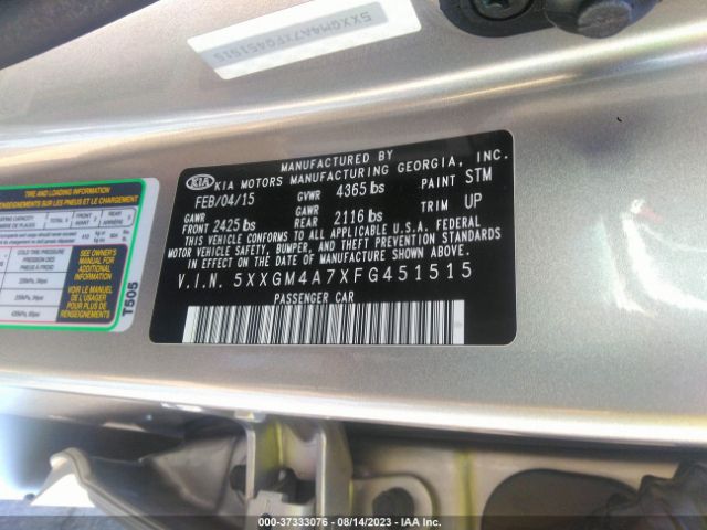 5XXGM4A7XFG451515 KIA Optima Lx