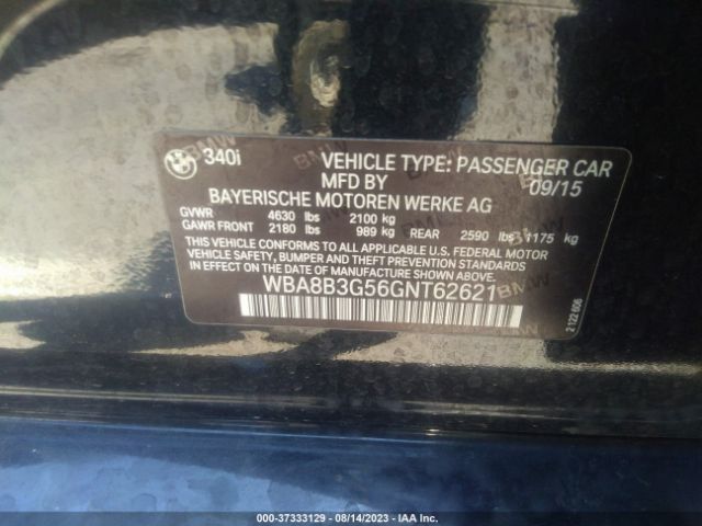2016 BMW 340I WBA8B3G56GNT62621 Photo 8