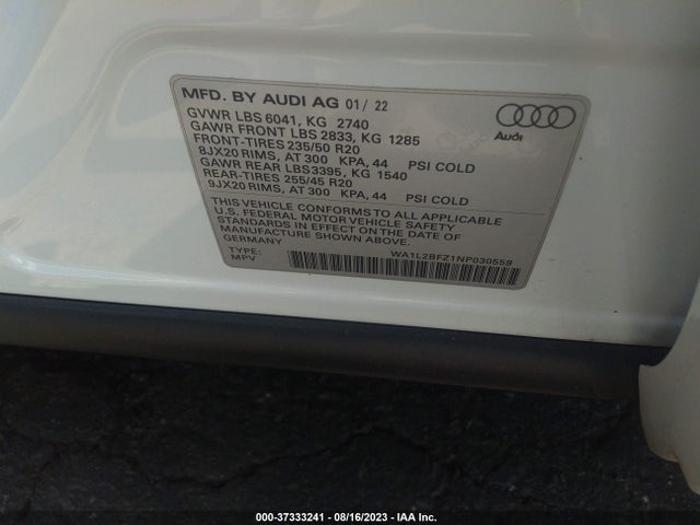 2022 Audi Q4 e-tron, VIN: WA1L2BFZ1NP030559