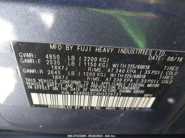 4S4BSEKCXH3229721 Subaru Outback 3.6r Limited