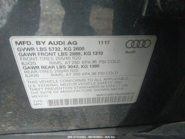 WA1C4AFY8J2099042 Audi Sq5 Prestige