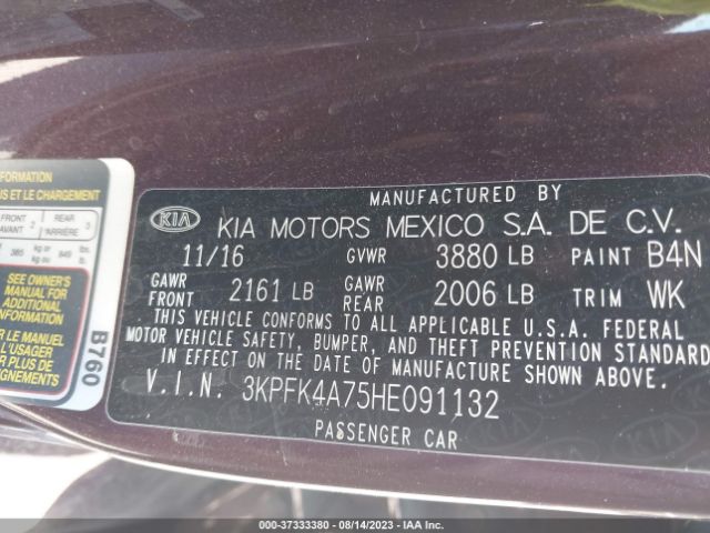 3KPFK4A75HE091132 KIA FORTE LX