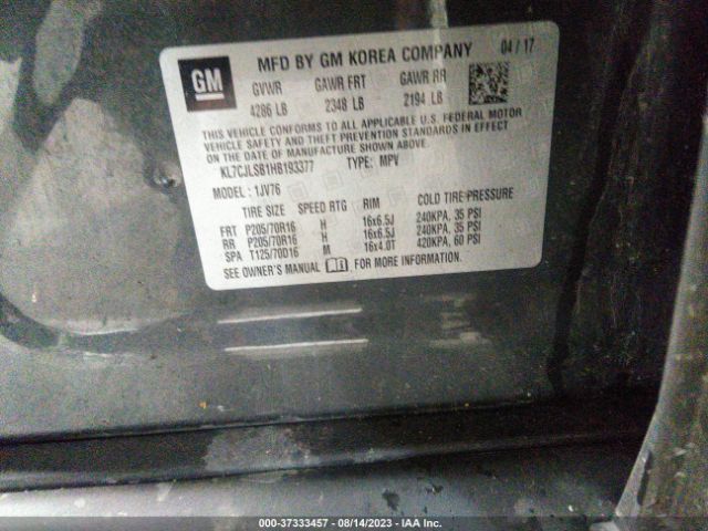 2017 CHEVROLET TRAX KL7CJLSB1HB193377 Photo 8