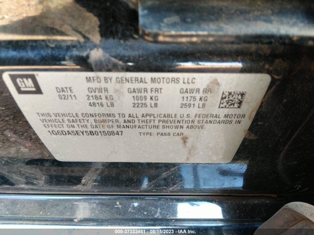 2011 CADILLAC CTS SEDAN VIN: 1G6DA5EY5B0150847