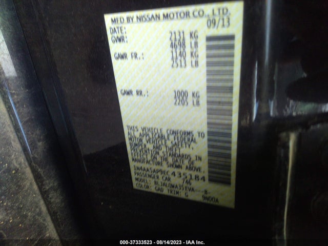 2014 NISSAN MAXIMA 3.5 S VIN: 1N4AA5AP9EC435184