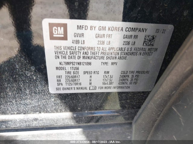 Chevrolet Trailblazer Lt 2022 KL79MPS21NB121096 Image 9
