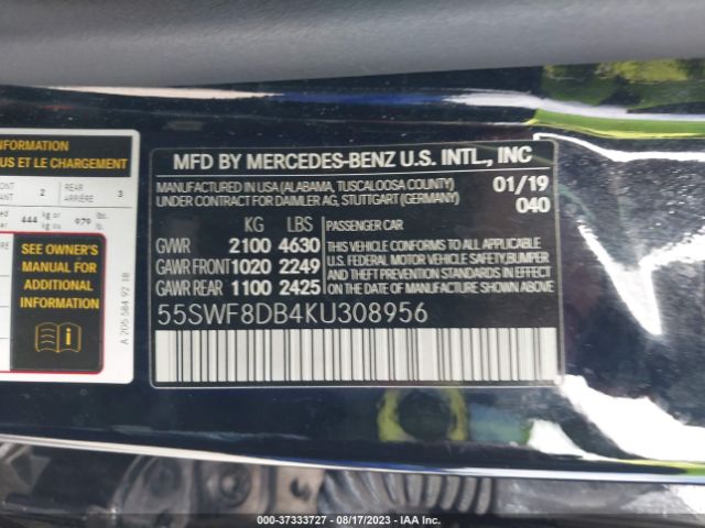 55SWF8DB4KU308956 Mercedes-Benz C-class C 300