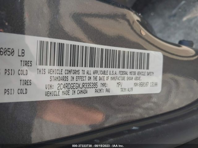 2C4RDGEGXJR335395 Dodge Grand Caravan Gt