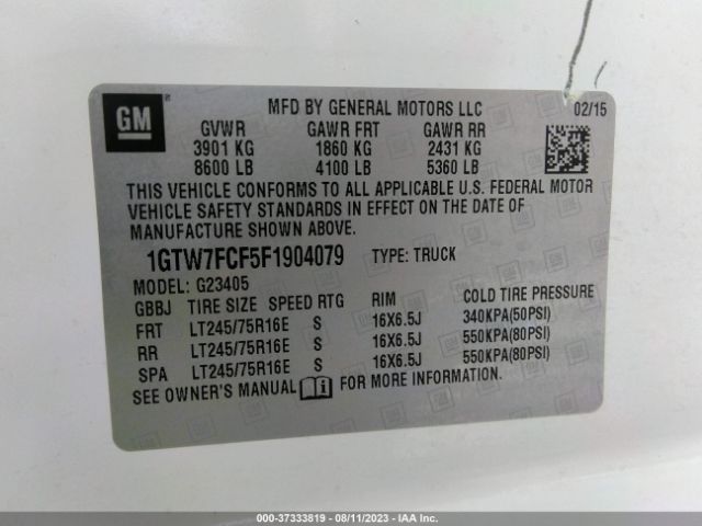 1GTW7FCF5F1904079 GMC SAVANA CARGO VAN