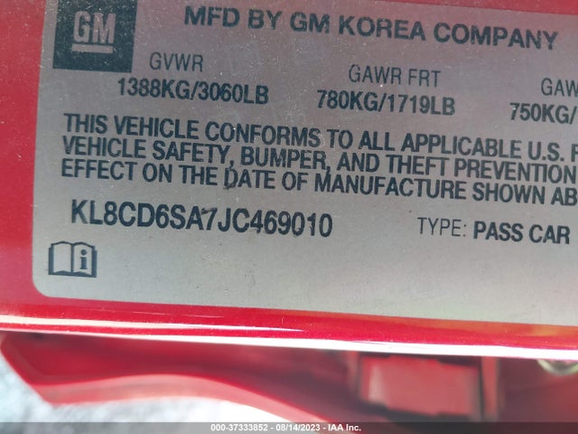 Chevrolet Spark Lt 2018 KL8CD6SA7JC469010 Image 9
