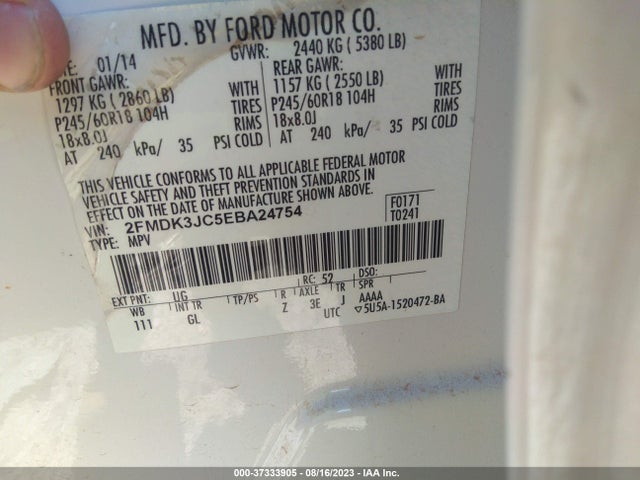 Ford EDGE SEL 2014 2FMDK3JC5EBA24754 Image 10