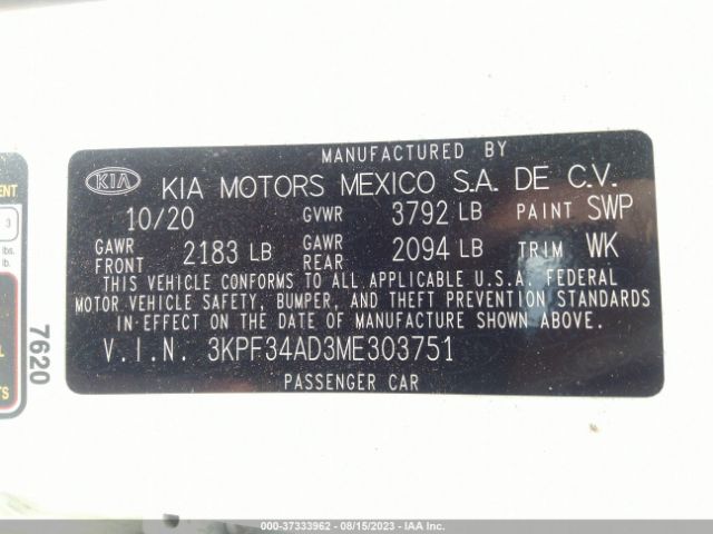 3KPF34AD3ME303751 KIA Forte Gt-line