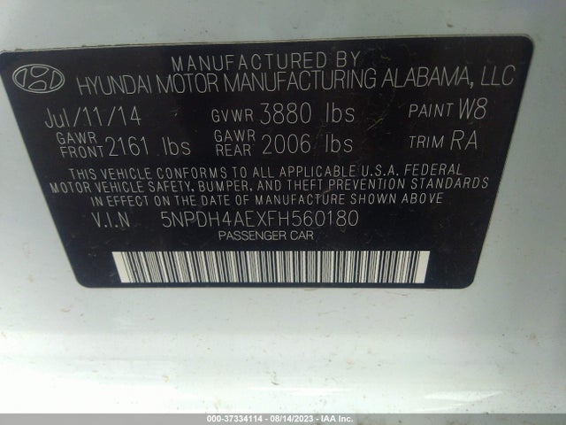 Hyundai ELANTRA SE 2015 5NPDH4AEXFH560180 Image 10