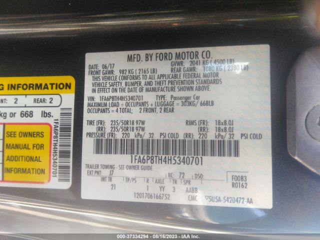 1FA6P8TH4H5340701 Ford Mustang Ecoboost