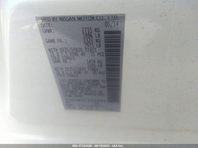 5N1AR2MN2EC699886 Nissan Pathfinder Platinum