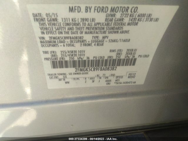 2FMGK5C89FBA08382 Ford FLEX SEL