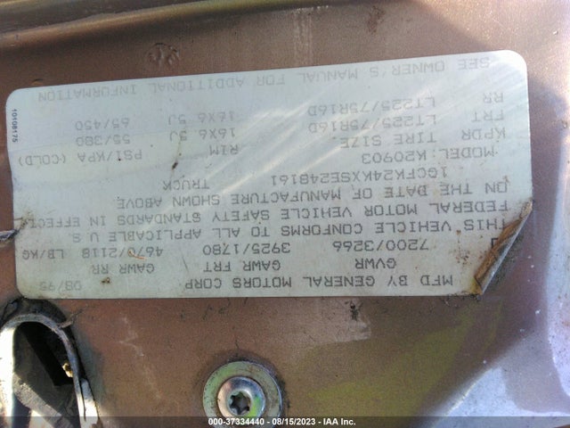 1995 CHEVROLET GMT-400 K2500 VIN: 1GCFK24KXSE248161