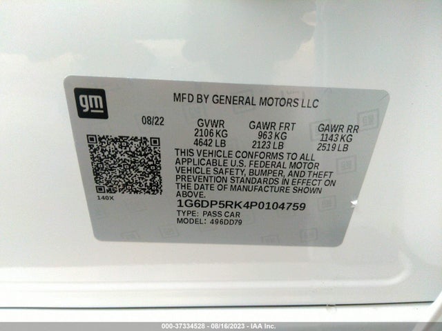 2023 Cadillac CT5, VIN: 1G6DP5RK4P0104759