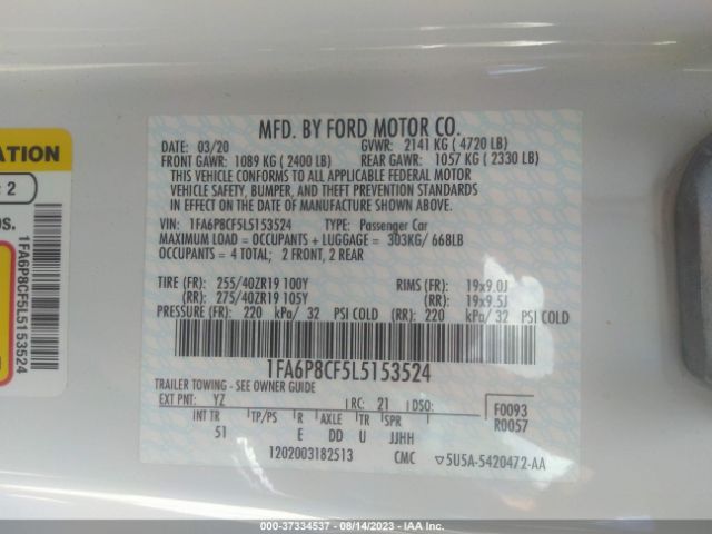 1FA6P8CF5L5153524 Ford MUSTANG GT