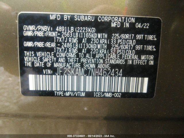 JF2SKAMC7NH462434 Subaru Forester Wilderness