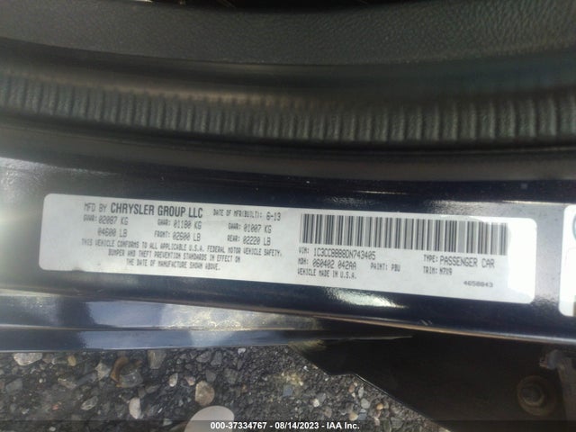 2013 CHRYSLER 200 TOURING VIN: 1C3CCBBB8DN743405