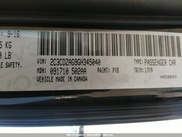 Dodge Challenger Sxt 2016 2C3CDZAG9GH345040 Image 9