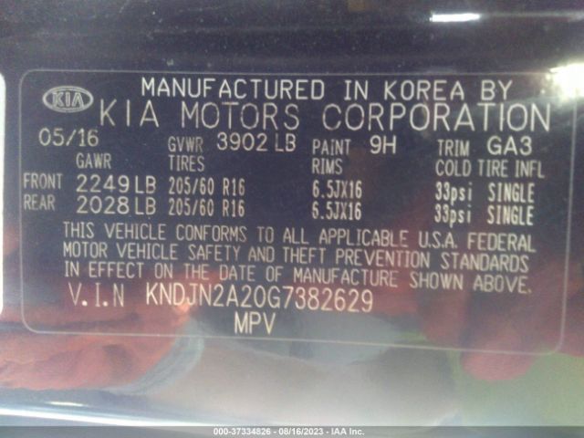 KNDJN2A20G7382629 KIA Soul Base