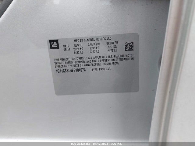 Chevrolet MALIBU 1LT 2015 1G11C5SL4FF104974 Image 9