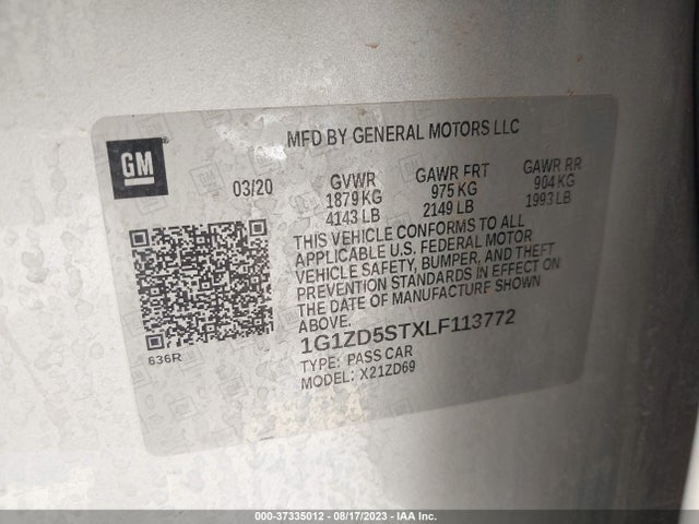 Chevrolet MALIBU LT 2020 1G1ZD5STXLF113772 Image 9
