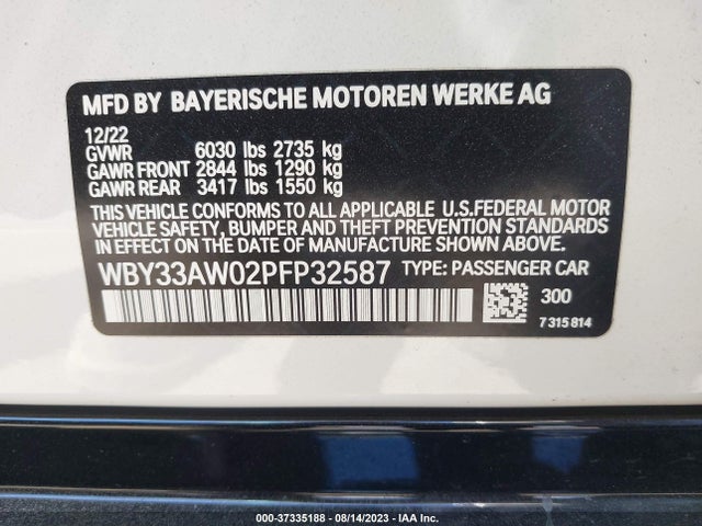 BMW I4 M50 2023 WBY33AW02PFP32587 Image 9
