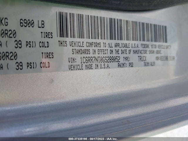 1C6RR7NT0GS288052 RAM 1500 Laramie