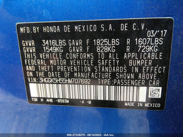 Honda FIT LX 2017 3HGGK5H55HM707692 Image 9