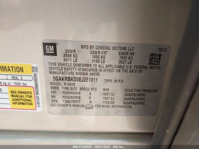 5GAKRBKD0EJ251811 Buick Enclave Leather