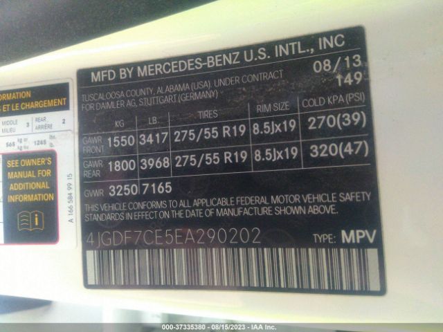 4JGDF7CE5EA290202 Mercedes-Benz Gl-class Gl 450