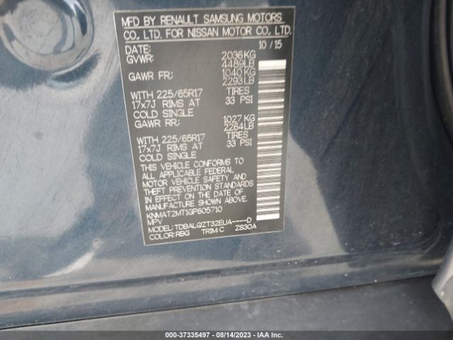 KNMAT2MT1GP605710 Nissan ROGUE SV