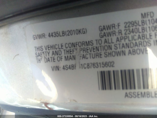 2007 SUBARU LEGACY WAGON OUTBACK BASIC VIN: 4S4BP61C876315602
