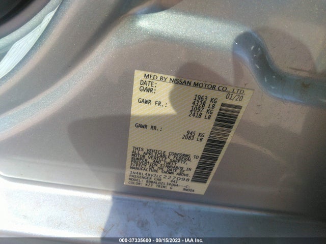 Nissan Altima 2.5 S 2020 1N4BL4BV2LC227098 Image 9