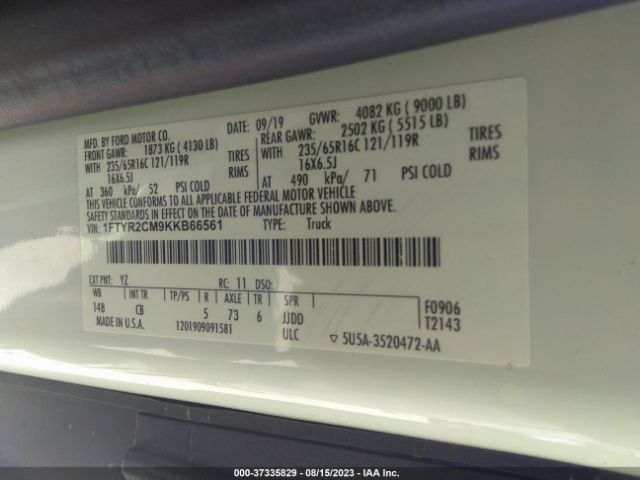 1FTYR2CM9KKB66561 Ford TRANSIT VAN