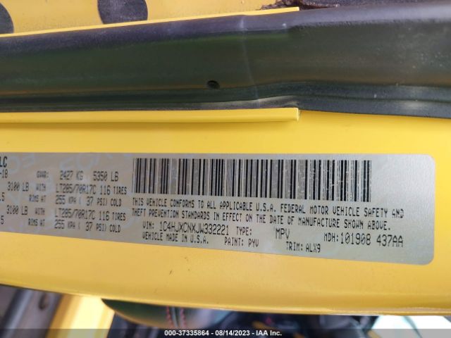 1C4HJXCNXJW332221 Jeep Wrangler Rubicon