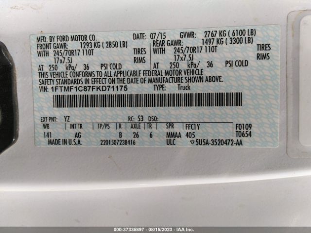 1FTMF1C87FKD71175 Ford F-150 Xl/xlt