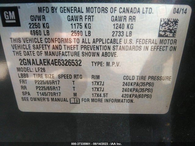 Chevrolet EQUINOX LS 2014 2GNALAEK4E6326532 Image 9