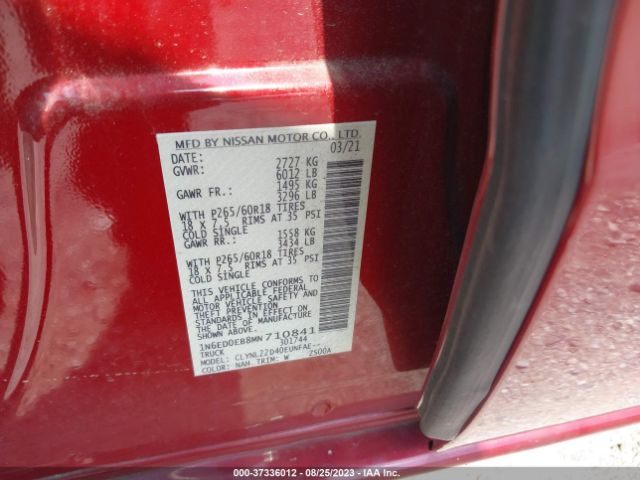 1N6ED0EB8MN710841 Nissan Frontier Sv