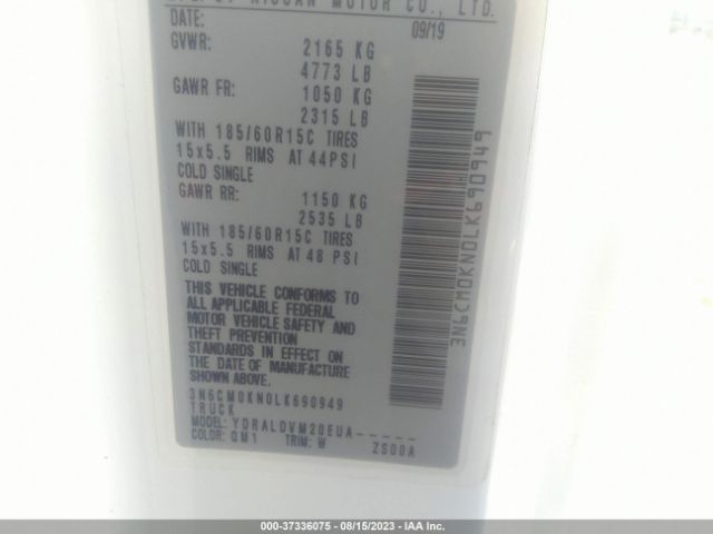 3N6CM0KN0LK690949 Nissan Nv200 Compact Cargo S Xtronic Cvt