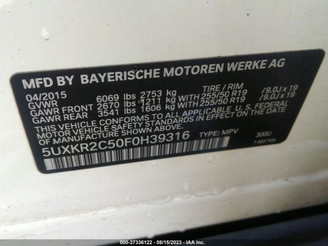 5UXKR2C50F0H39316 BMW X5 Sdrive35i