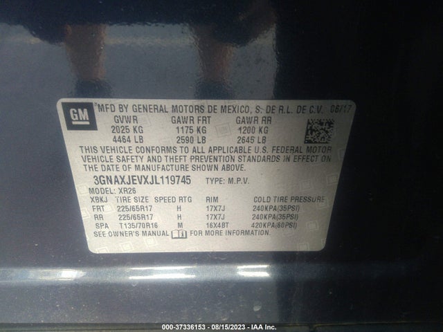 Chevrolet EQUINOX LT 2018 3GNAXJEVXJL119745 Image 9