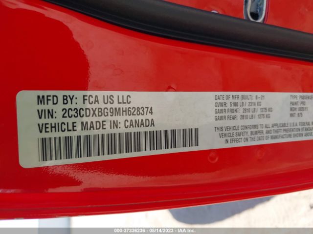2C3CDXBG9MH628374 Dodge Charger Sxt