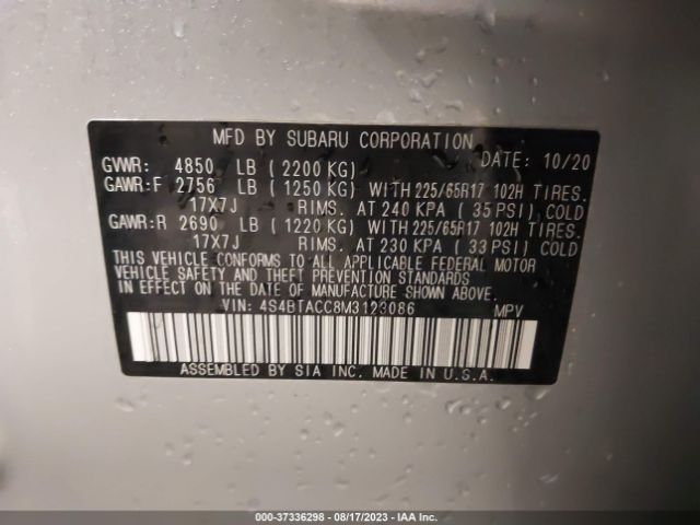 4S4BTACC8M3123086 Subaru Outback Premium