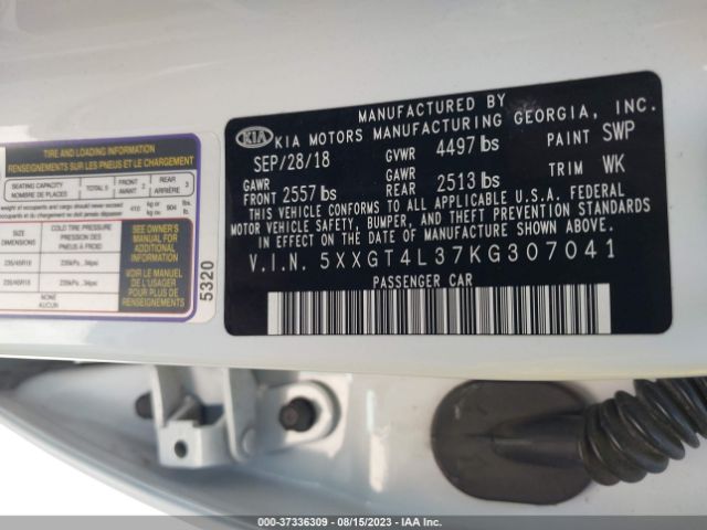 5XXGT4L37KG307041 KIA Optima S