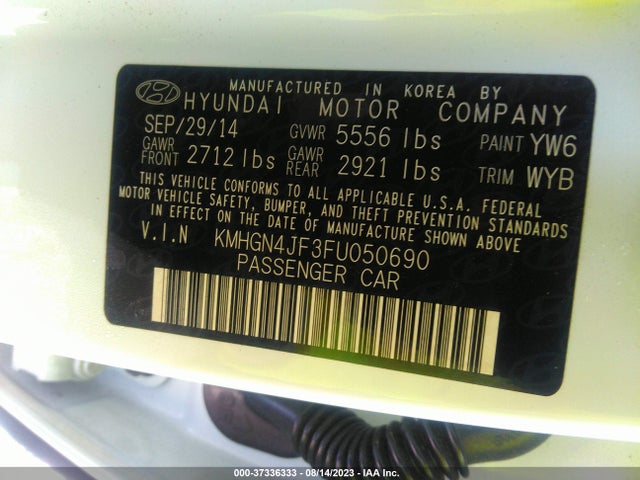 Hyundai Genesis 5.0l 2015 KMHGN4JF3FU050690 Image 15